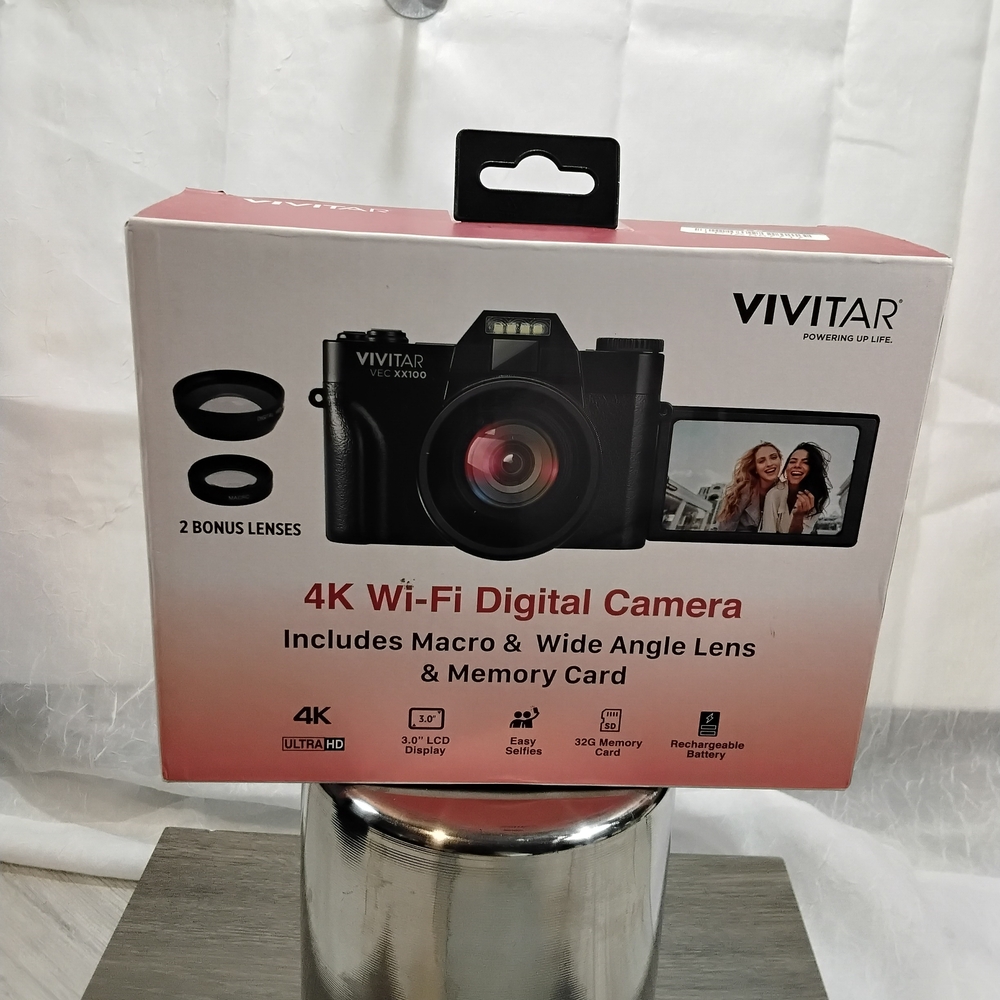 NEW VIVITAR Ultra 4K Digital Wi-Fi  Camera 56mp 8X Zoom 3" Flip Out Display